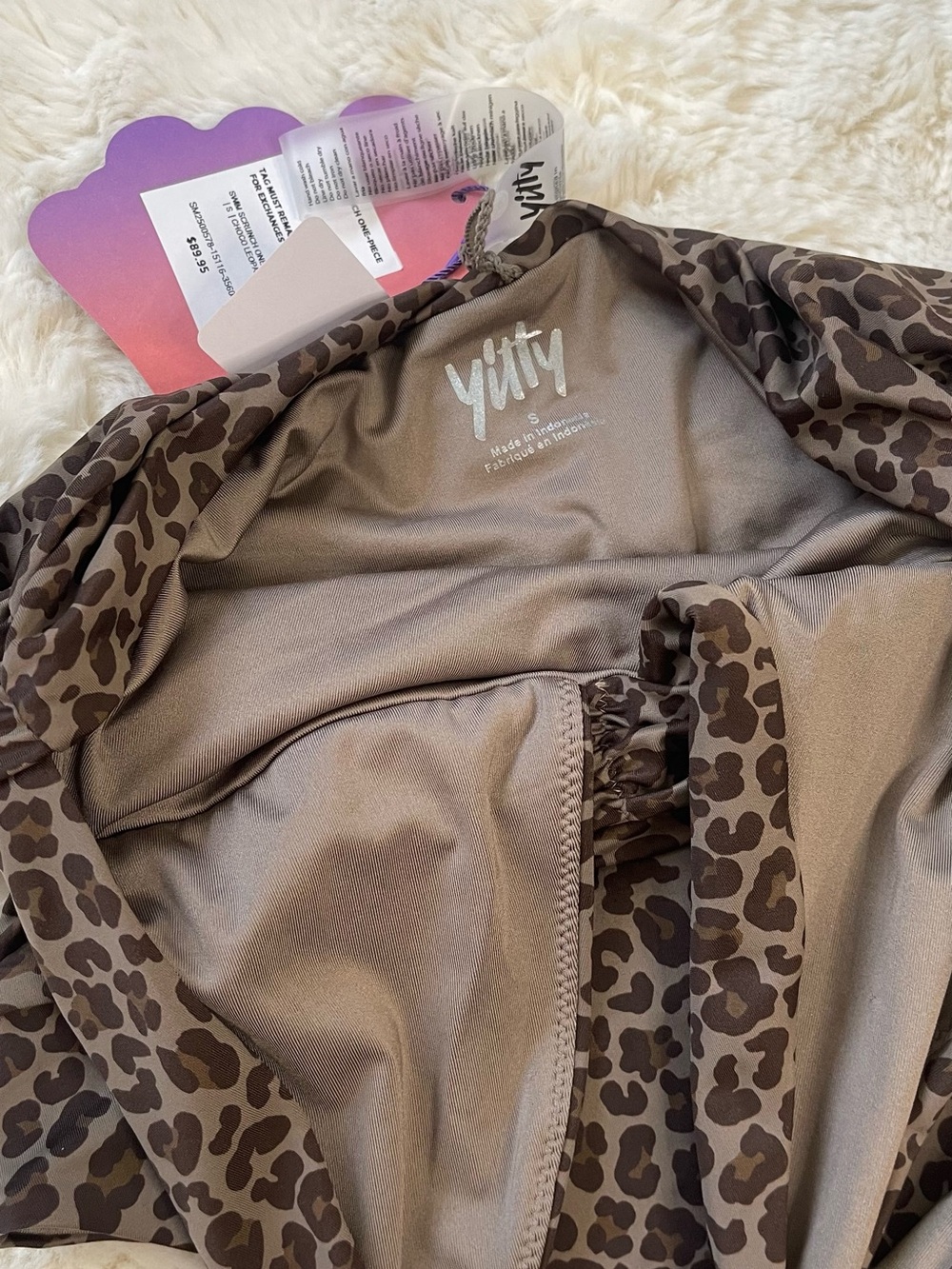 YITTY Swim Scrunch One-Piece Swimsuit – Choco Leopard – Size Small - Picture 4 of 5